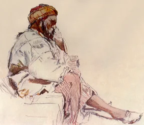 Syrisk bonde sittende: i profil, 1902.