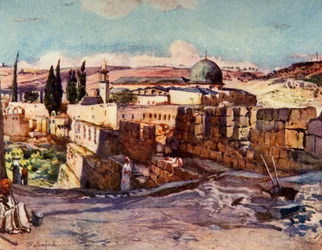Moskeen i El Aksa fra innsiden av sørmuren i Jerusalem, 1902.
