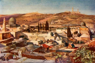 Tempelområdet og Oljeberget fra Sionsfjellet, 1902.