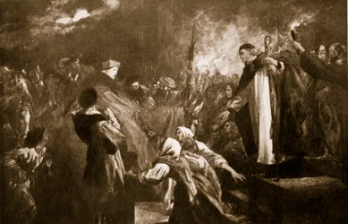 Ankomsten av kardinal Wolsey til Leicester Abbey, 1530, illustrasjon fra Hutchinsons 