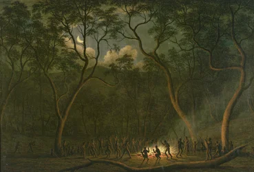 Aboriginenes corroboree i Van Diemens land
