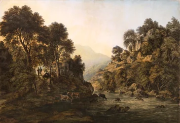 Kveg ved elvebredden (akvarell)
