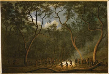 Måneskinsdansen til aboriginene i van Diemen Land, Tasmania …
