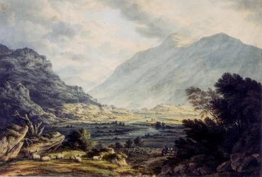Nær Capel Curig, med utsikt over Mount Snowdon, Wales, ca 1793-1830 (Akvarell)