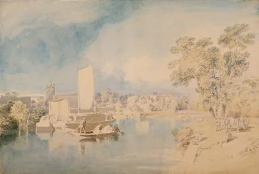 Themsen ved Isleworth, ca. 1805-10 (grafitt og wc på lagt papir)