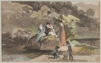 Gruppe ved vannet, 1810 (wc på papir)
