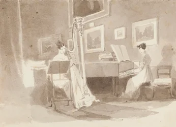 Harpespiller (wc på papir)