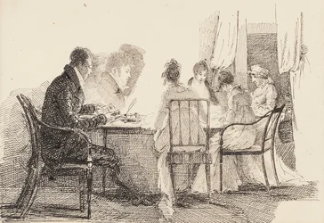 Interiør med sittende figurer, 1804-05
