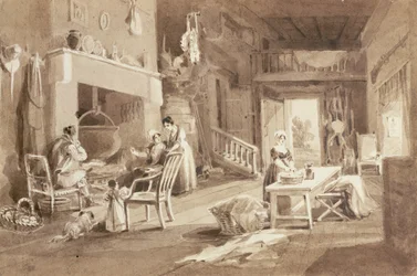 Kjøkken i Brathay Hall (blekk på papir)