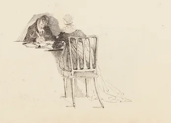 Mann og kvinne sitter ved et bord, 1805