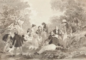 Piknik ved sjøen, 1825 (wc på papir)