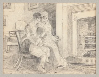 Tre ved bålet, med John W på 3 år, 1812