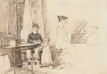 To barn og en kvinne ved pianoet, 1807