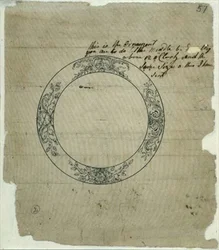 Ms 3972/3 skivedesign for den fjerde tidtakeren (penn og blekk)