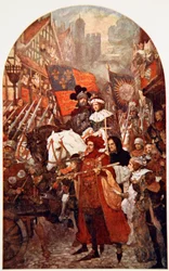 Band som marsjerer til støtte for Edward IV i slaget ved Barnet