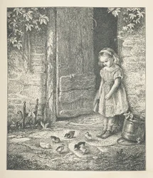 Plate 20. En ung jente og kyllinger, fra 