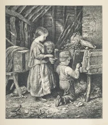 Plate 27. Children, from 'Nature Pictures', En serie med tretti originale illustrasjoner tegnet på tre av JH Dell, og gravert av R. Paterson.John Henry Dell