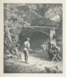 Plate 30. Pastoral scene, fra 'Nature Pictures. En serie på tretti originale illustrasjoner tegnet på tre av JH Dell, og gravert av R. Paterson.John Henry Dell