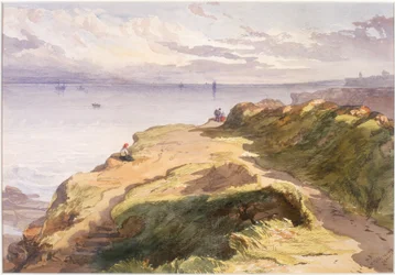 Nær Cullercoats (blyant og akvarell på papir)