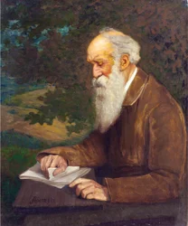 Portrett av poeten Henry Wadsworth Longfellow (1807-1882), av Niemeyer, John Henry (1839-1932). Olje på lerret. Mål: 92x76 cm. Privat samling