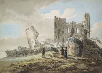 Caerphilly slott (akvarell, penn og blekk og blyant på papir)