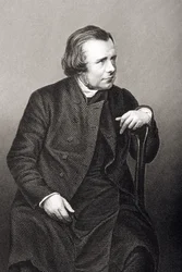 Samuel Wilberforce (1805-73) gravert av DJ Pound fra et fotografi, fra 'The Drawing-Room of Eminent Personages, Volume 2', publisert i London, 1860