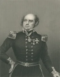 Sir John Franklin gravert av DJ Pound fra et fotografi, fra 'The Drawing-Room of Eminent Personages, Volume 2', publisert i London, 1860