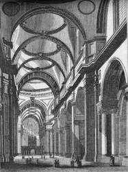 Interiør av St. Pauls, med utsikt mot øst, 1835, 1845