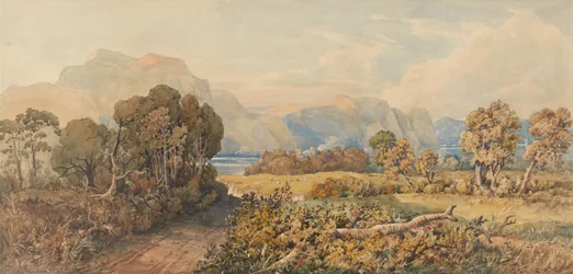 Landskap med elv og fjell