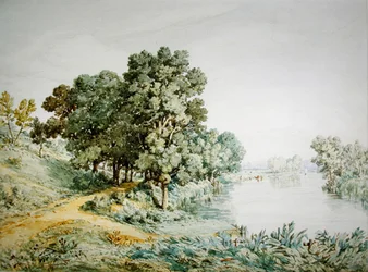 Postwick Grove on the River Yare (akvarell på papir)