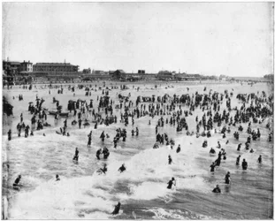Stranden ved Atlantic City, New Jersey, USA, sent på 1800-tallet