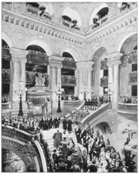 Interiør av Grand Opera House, Paris, sent på 1800-tallet