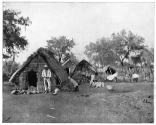 Halmhytter, Salamanca, Mexico, sent på 1800-tallet.