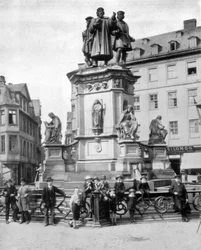 Gutenberg-monumentet, Frankfurt, Tyskland, sent på 1800-tallet