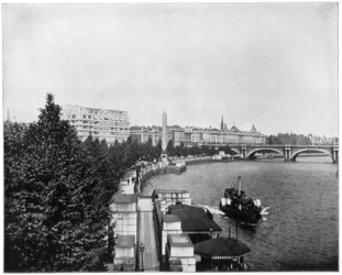 The Thames Embankment og Cleopatras Needle, London, sent på 1800-tallet.