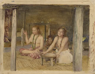 Siva med Siakumu som lager Kava i Tofaes hus, ca. 1893