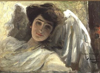 A Long Lady at Rest (olje om bord)