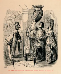 Hertugen av Burgund introduserer dronning Isabella for Henry V, c1860, c1860