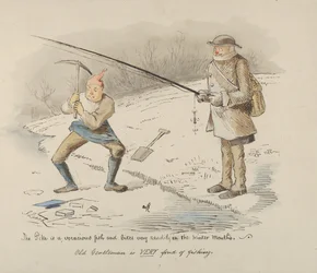 Gjedden er en glupsk fisk og biter lett i vintermånedene - Old Gentleman..., 1830-64.