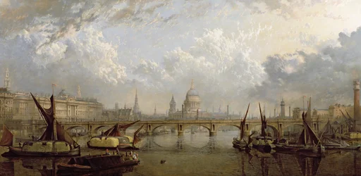 Utsikt over London (olje på lerret)