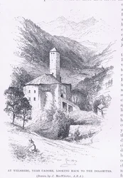På Welsberg, i nærheten av Cadore, ser tilbake til Dolomittene, fra The Magazine of Art 1893, Cassell and Company