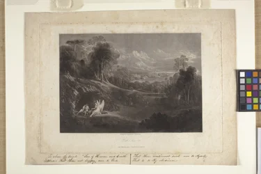 Rafael i samtale med Adam og Eva (mezzotint)