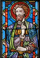 St Paul, detalj fra The Crucifixion, 1861 (farget glass)