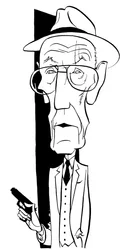 William S Burroughs, karikatur av John Minnion