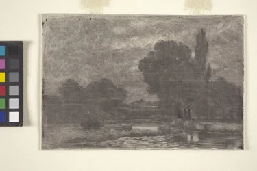 Myrlendt landskap (etsing og monoprint)