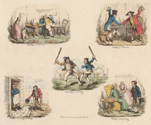 Sett med fire: mye ståhei om ingenting eller illustrasjoner av gamle ordtak