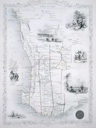Western Australia, fra en serie med verdenskart utgitt av John Tallis & Co., London og New York