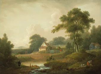 Landskap med fisker og vaskekone