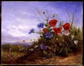 Ville blomster på en bank