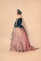 Gjest i kostyme for dronning Victorias Bal Costumé, 12. mai 1842, 1843.